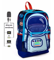 Coral High Mavi Astronot Baskılı İlkokul ve Günlük Sırt Çantası - Erkek Çocuk - USB ve AUX Soketli