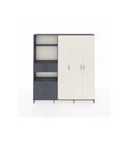 Arges Dolap 12 Raflı 4 Çekmeceli Tek Askılı 220x30x243 Antrasit-Aytaşı/Antrasit