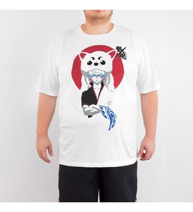Bant Giyim - Gintama 4XL Büyük Beden Beyaz Erkek Tişört (Siyah - Beyaz)