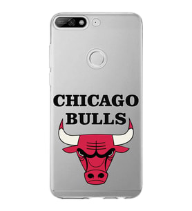 Huawei Y7 2018 Uyumlu Kapak Chicago Bulls Tasarımlı Şeffaf Silikon Kılıf