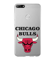 Huawei Y7 2018 Uyumlu Kapak Chicago Bulls Tasarımlı Şeffaf Silikon Kılıf