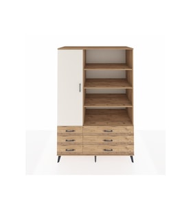Kronos Dolap 8 Raflı 6 Çekmeceli Tek Kapaklı  132x59x195 Çam-Aytaşı/Çam