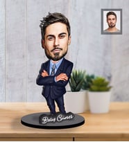Kişiye Özel Öğretmen Karikatürlü İki Katmanlı Ahşap Biblo Bay-8-Eco