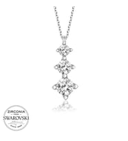 Swarovski Taşlı Gümüş Üçtaş Tektaş Bayan Kolye