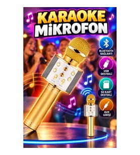 Bluetooth Hoparlör USB AUX SD Kart Destekli Karaoke Mikrofonlu Taşınabilir Ses Sistemi