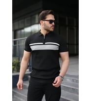 Erkek Örgü Desenli Renkli Kısa Kollu Triko Tişört