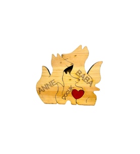 Kişiye Özel AhşapTilki Ailesi Puzzle