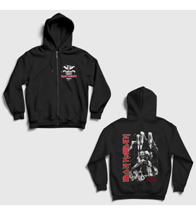 Presmono Unisex Siyah Beast Metal Iron Maiden Sırt Baskılı Fermuarlı Kapüşonlu Sweatshirt 515889tt