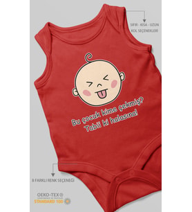 Bu Çocuk Kime Çekmiş? Tabiki Halasına Baskılı Bebek Zıbını – Çıtçıtlı Body  %100 Pamuk Sıfır Kol (Kırmızı)