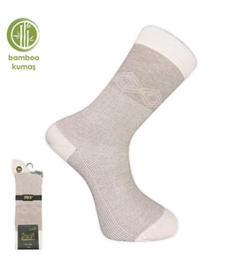 Bambu Erkek Çorabı - Tumaniş - Krem (17104-R7)