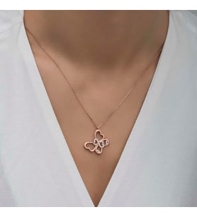 Gümüş Rose Sonsuzluk Kelebek Kadın Kolye