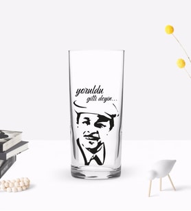 BK Gift Kişiye Özel Renkli Baskılı Neşet Ertaş Tasarımlı Rakı Bardağı-2 (Beyaz)