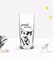 BK Gift Kişiye Özel Renkli Baskılı Neşet Ertaş Tasarımlı Rakı Bardağı-2 (Beyaz)