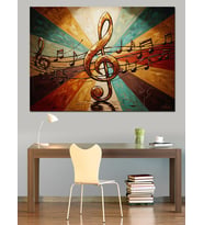 Notalar Ve Sol Anahtarı Soyut Sanat Dekoratif Kanvas - Mdf Ahşap Tablo