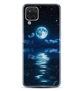 Kılıfland Samsung Galaxy A12 Kılıf Silikon Resimli Kapak Night Moon Stok 1133