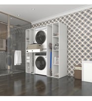 Kenzlife çamaşır-kurutma makinesi dolabı sadra byz 187*170*60 çekmeceli raflı banyo (Beyaz)