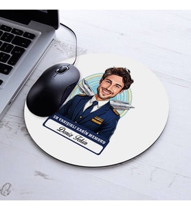 Kişiye Özel Hediye Karikatürlü En Yakışıklı Kabin Memuru Mousepad