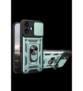 iPhone 17 Pars Lens Yüzüklü Silikon - Yeşil