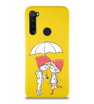 Xiaomi Redmi Note 8 Soft Premier Kapak Aşk Tasarımlı Silikon Kılıf - Sarı (Şeffaf)