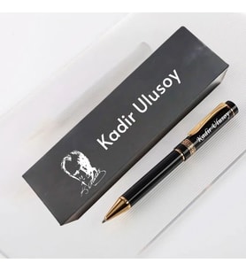 Atatürk Silüetli ve İmzalı Kutulu Metal Kalem - Kişiye Özel İsim Yazılı Mat Siyah Prestij Hediye Kalemi