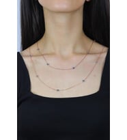 Nazar Boncuklu 113 cm Rose Gümüş Kolye 7255
