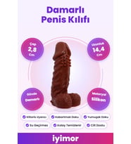 14,4 Cm Klitoral Uyarıcılı Tırtıklı Damarlı Silikon Penis Kılıfı – iyimor