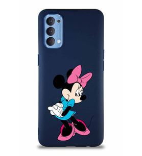 Oppo Reno 4 Soft Premier Kapak Minnie Mouse-F Tasarımlı Silikon Kılıf - Lacivert (Şeffaf)