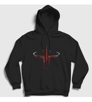 Presmono Unisex Siyah Logo Oyun Quake 3 III Kapüşonlu Sweatshirt 511401tt