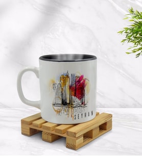 BK Gift Kişiye Özel New York Tasarımlı İçi Siyah Renkli Kupa Bardak Model 1