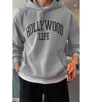 Erkek Hoolywood Life Baskılı Oversize Sweatshirt (Gri)