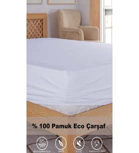 Penye Lastikli Çarşaf, 160×200 Çift Kişilik %100 Pamuk Örme Kumaş, 145 gr/m² (Beyaz)