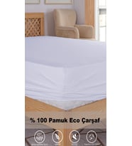 Penye Lastikli Çarşaf, 160×200 Çift Kişilik %100 Pamuk Örme Kumaş, 145 gr/m² (Beyaz)