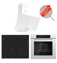 Ferre FlowArt Forte Vitroseramik Elektrikli  Beyaz Ankastre Set  ( D087 + Ms261 + QBL62CB )