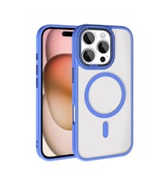 Apple iPhone 16 Pro Uyumlu Kılıf Wireless Şarj Özellikli Zore Krom M-safe Silikon Kapak (Mavi)