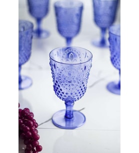 Akrilik Mavi Tekli Kadeh & Su Meşrubat Kahve Yanı Bardağı 450 ml ( Cam Değildir )