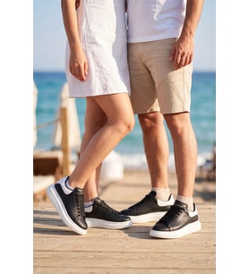 LiaQuenn - Rahat ve Hafif Yüksek Tabanlı Yürüyüş Günlük Spor Giy Çık Unisex Siyah Sneaker Ayakkabı