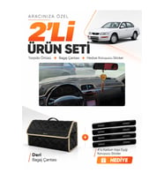 NİSSAN MAXİMA A32 (1994-1999) Uyumlu Torpido Örtüsü + Deri Bagaj Çantası + Sticker Seti - Siyah Bej