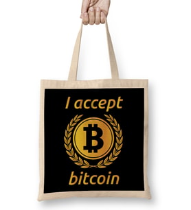 I Accept Bitcoin Bez Çanta Uzun Saplı