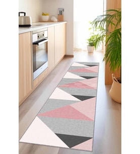 Pembe Kaymaz Geometrik Kesme Rulo Özel Ölçülü Yolluk AR1332