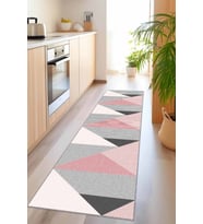 Pembe Kaymaz Geometrik Kesme Rulo Özel Ölçülü Yolluk AR1332