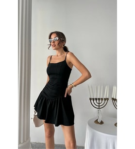 kadın korseli mini drape detaylı elbise NBDF076