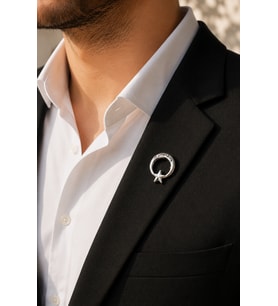 Atatürk İmzalı Ay Yıldız Gümüş Renk Rozet Unisex Yaka Aksesuarı