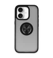 Apple iPhone 16 Kılıf Montreal Yüzüklü Silikon Kapak - Siyah