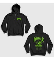 Presmono Unisex Siyah Logo Fontaines Dc Sırt Baskılı Fermuarlı Kapüşonlu Sweatshirt 538901tt