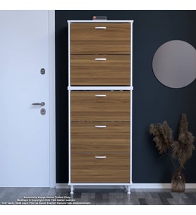Modilayn VARBİ UMAY' 2 Li Antre Hol 72x205x26 cm’ lik 5 Düşer Kapak 10 Göz Raflı Ayakkabılık