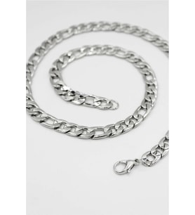 Gümüş Renk Cuban Unisex Erkek Metal Beyaz Çelik Zincir  Çelik Kolye - 2674