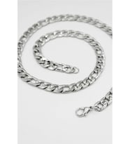 Gümüş Renk Cuban Unisex Erkek Metal Beyaz Çelik Zincir  Çelik Kolye - 2674