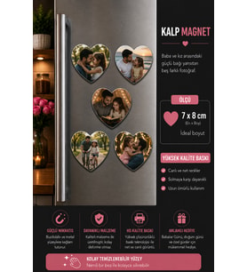 5'li Kalp Fotoğraf Magneti Baba ve Kızına Kişiselleştirilebilir Duygusal Anı Hediyesi