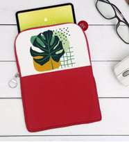 BK Gift Yaprak Tasarımlı Taşınabilir Koruyucu Tablet Kılıfı & Organizer Çanta - Kırmızı-1