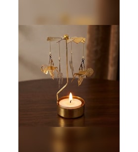 Dönen Mumluk Sinek Kuşu Figürlü Altın Metal Tealight Mum Tutucu Dekoratif Hediye 15 cm